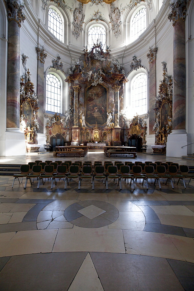 Interior of the Basilica of Ottobeuren Abbey, Diocese of Augsburg, Ottobeuren, Upper Swabia, Lower Allgaeu, Bavaria, Germany, Europe