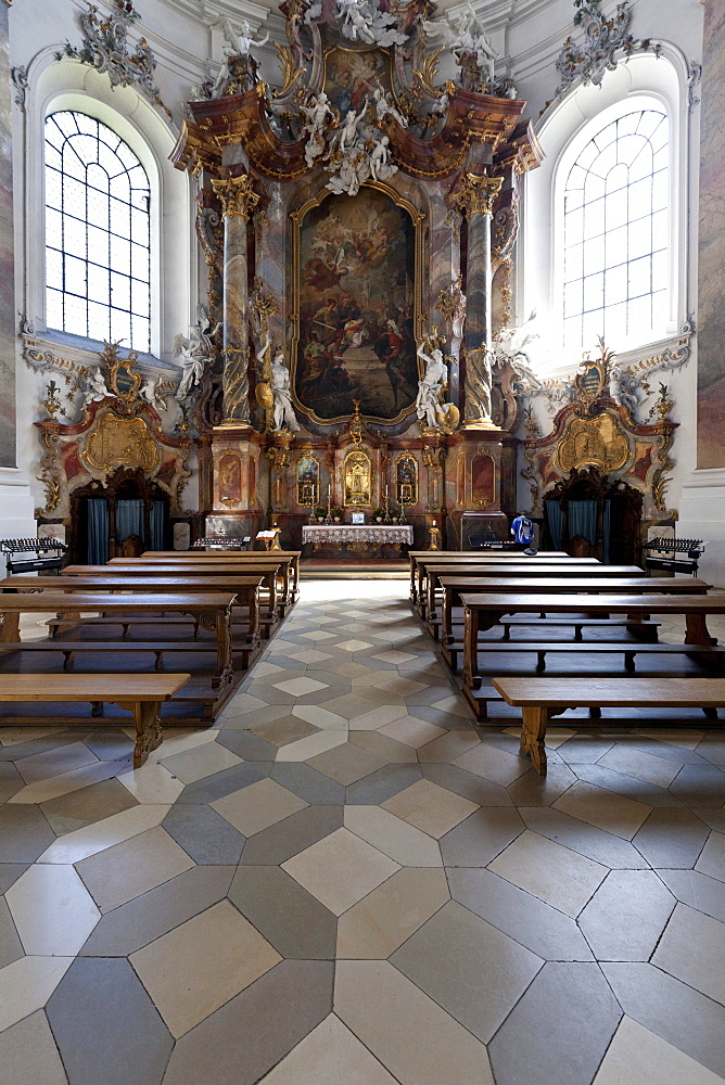Interior of the Basilica of Ottobeuren Abbey, Diocese of Augsburg, Ottobeuren, Upper Swabia, Lower Allgaeu, Bavaria, Germany, Europe