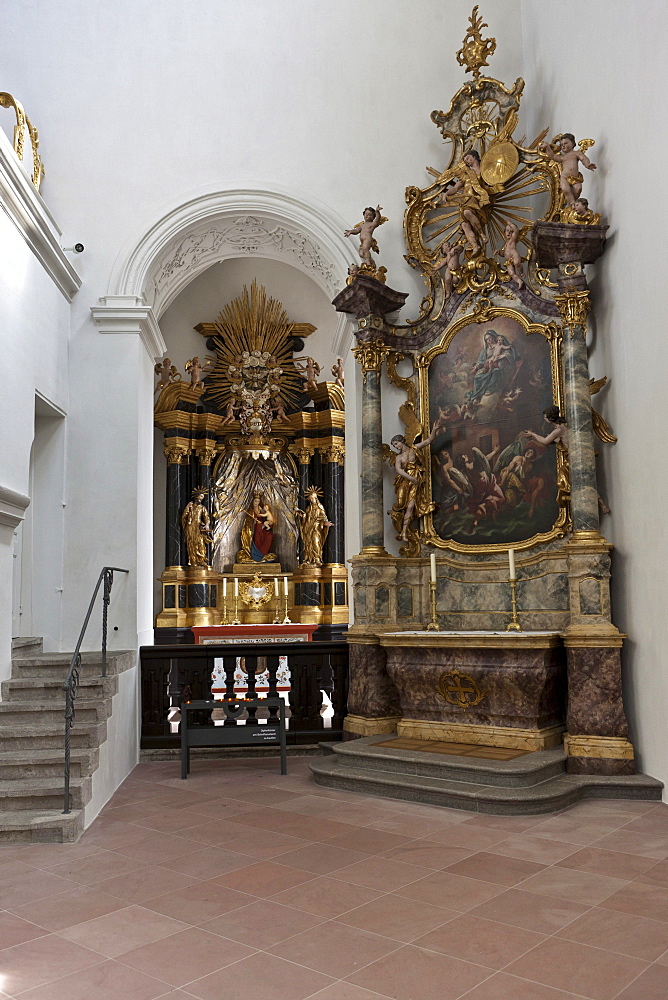 The Kollegiatstift Neumuenster collegiate church, Wuerzburg diocese, Kardinal-Doepfner-Platz square, Wuerzburg, Bavaria, Germany, Europe