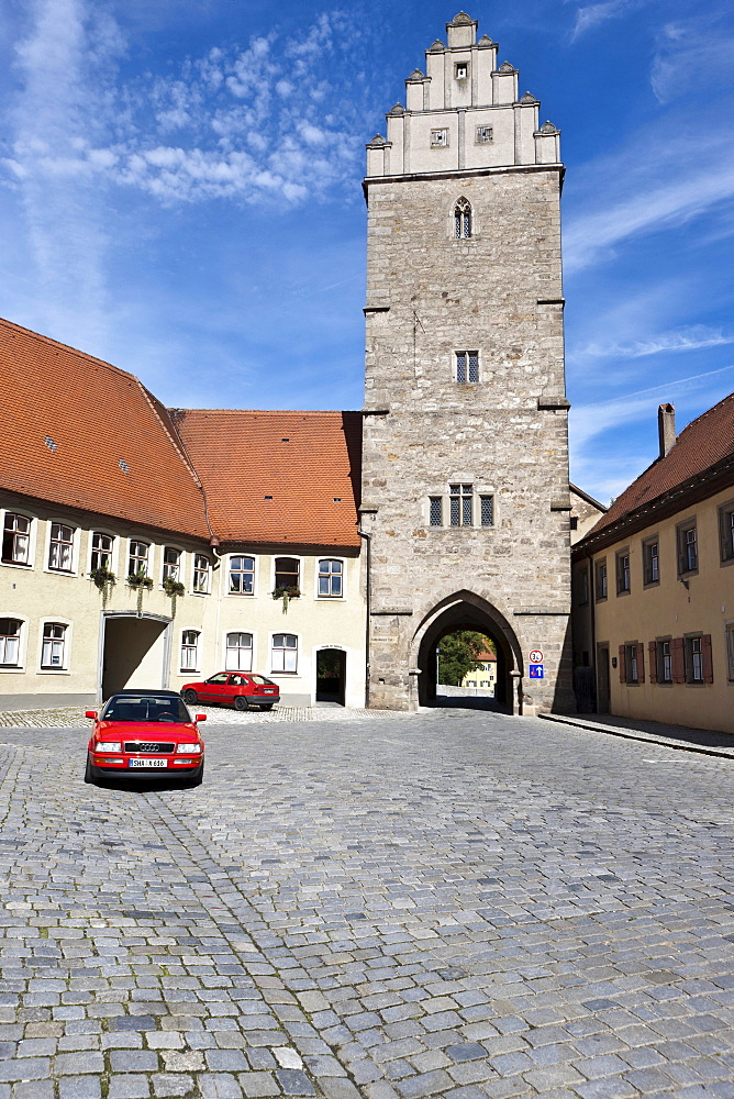 Rothenburger Tor gate, Dinkelsbuehl, administrative district of Ansbach, Middle Franconia, Bavaria, Germany, Europe