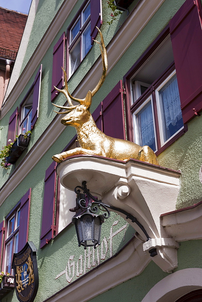 Hotel and restaurant in the historic district, Dinkelsbuehl, administrative district of Ansbach, Middle Franconia, Bavaria, Germany, Europe