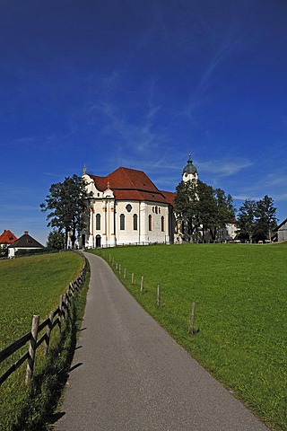 Wieskirche church, Rococo, 1745-1754, Wies 12, Wies Steingaden, Upper Bavaria, Bavaria, Germany, Europe