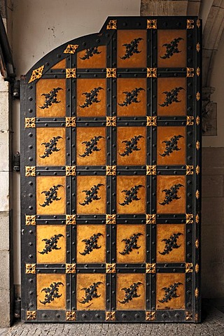 One half of an entrance gate to the new town hall, built 1867-1908, Weinstrasse, Munich, Bavaria, Germany, Europe