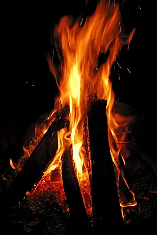 Fireplace with large wooden logs