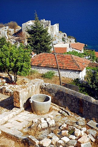 The village of Kale, Kalekoey or Simena, Kekova Bay, Lycian coast, Antalya Province, Mediterranean, Turkey, Eurasia