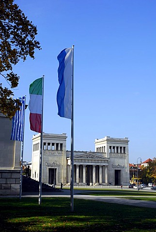 The propylaeum, a neo-classical gate building on the Koenigsplatz square, Maxvorstadt, Munich, Upper Bavaria, Germany, Europe