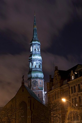 St. Catherine's Church in the evening light, Hamburg, Germany, Europe