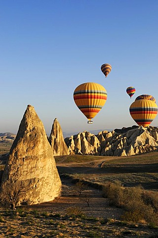 Hot air balloon flight over the Goreme valley, Cappadocia, Turkey