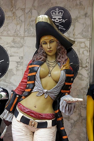 Pirate woman, figure, Eivissa, Ibiza Town, Ibiza, Pityuses, Balearic Islands, Spain, Europe