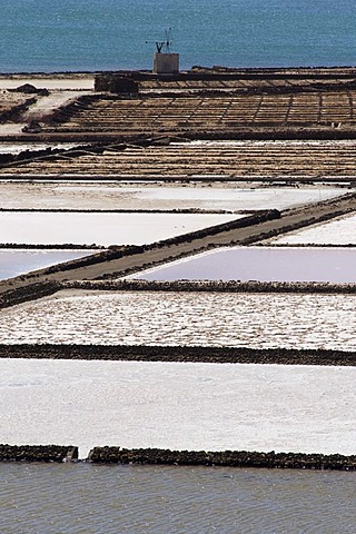 Sea salt refinery, pools of brine, Salinas de Janubio, Lanzarote, Canary Islands, Spain, Europe