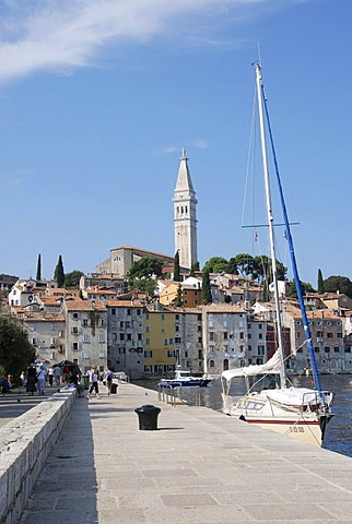 City view and promenade, old town, Rovinj, Croatia, Europe