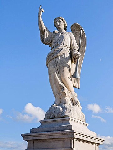 Angel sculpture in the cemetery of Fleurie, Beaujolais, France, Europe