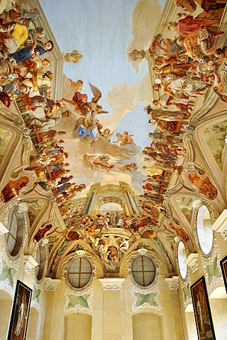 Ceiling fresco, The Heavenly Banquet by Siard NoseckË, Summer Refectory, Strahov Monastery, Prague, Bohemia, Czech Republic, Europe