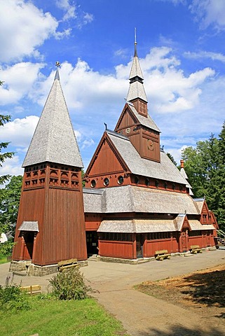 Stave church in Hahnenklee, Harz, Lower Saxony, Germany, Europe