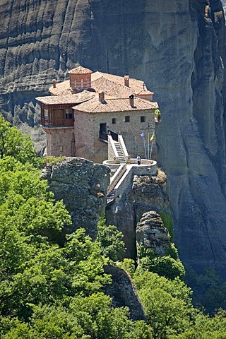 The monastery Roussanou at the Meteora Rocks, Thessaly, Greece, Europe