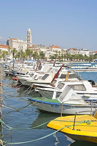 Fishing boats in the harbour, Split, Central Dalmatia, Adriatic Coast, Croatia, Europe