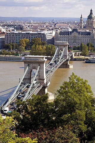 Chain Bridge with the Danube river in Budapest, Hungary, Europe