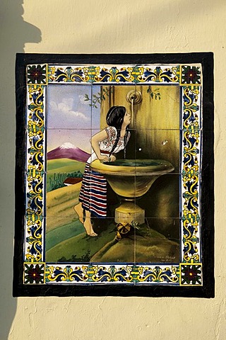 Painted tiles, Chichicastenango, Guatemala, Central America