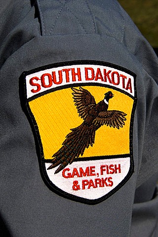 South Dakota game, fish and parks, badge, Custer State Park, Black Hills, South Dakota, USA