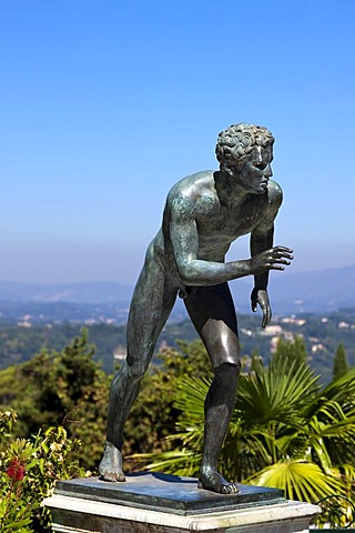 Statue in the garden of the Achillion Palace near Gastouri, eastern Corfu, Corfu Island, Ionian Islands, Greece, Southern Europe