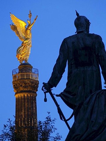 Berlin Victory Column and statue of Bismarck, Berlin, Germany, Europe