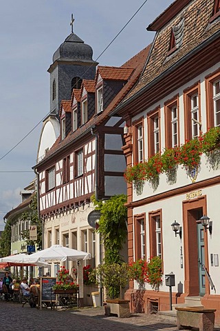 Cafe Restaurant Rathaus next to the Town Hall, Freinsheim, German Wine Route, Pfalz, Rhineland-Palatinate, Germany, Europe