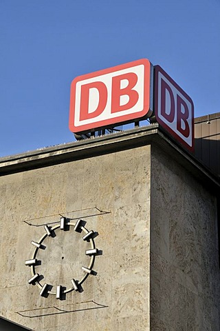 Clockface with no hands at the central railway station in Ulm, Baden-Wuerttemberg, Germany, Europe