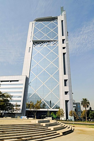 Movistar building in the form of a mobile phone, telephone company, skyscraper, Santiago de Chile, Chile, South America