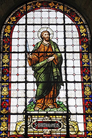 Saint Bartholomew, saint, stained glass windows, cathedral, La Serena, Norte Chico, northern Chile, Chile, South America