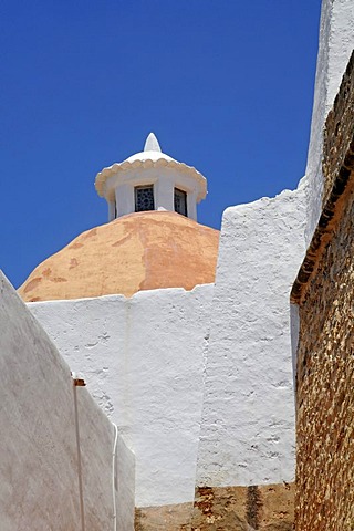 Dome, church, monastery, Puig de Missa mountain, Santa Eulalia des Riu, Ibiza, Pityuses, Balearic Islands, Spain, Europe