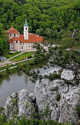 Weltenburg Abbey, the Danube Gorge between Kelheim and Weltenburg, rocks, Danube River, Bavaria, Germany, Europe