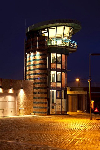 Tower, lock, Neuer Hafen Harbor, Bremerhaven, Bremen, Germany, Europe