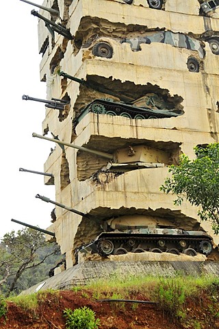 Tank Monument, commemorating the Lebanese Civil War 1975-1990, Beirut, Lebanon, Middle East, Asia