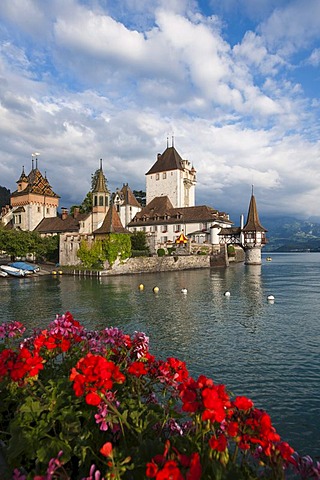 Oberhofen Castle on Lake Thun, canton of Bern, Switzerland, Europe