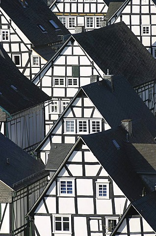 Half-timbered houses at the historic city center of Freudenberg, Lahn valley, North Rhine-Westphalia, Germany, Europe