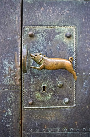 Door handle at the Quedlinburg Abbey, Church of St. Servatius, Quedlinburg, Saxony-Anhalt, Germany, Europe