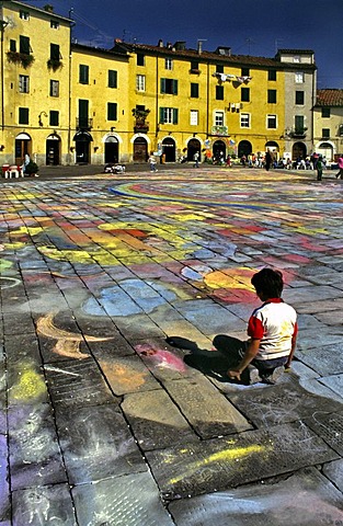 Piazza dell'Anfiteatro square, Lucca, Tuscany, Italy, Europe