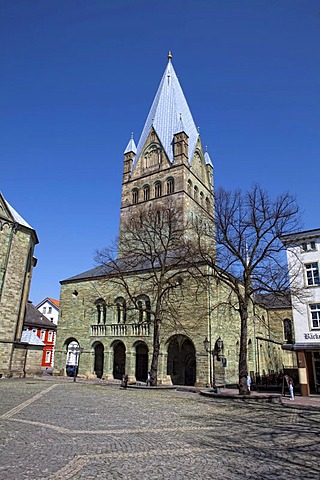 St. Patrokli Church, Patrokli Cathedral, typical green sandstone, Soest, North Rhine-Westphalia, Germany, Europe