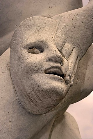 Theater mask, sculpture, Herrenhausen Gardens, Hannover, Lower Saxony, Germany, Europe