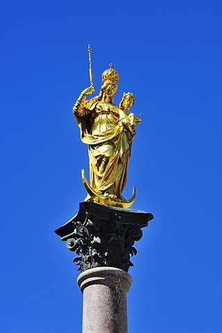 Marian column, Marienplatz, Munich, Bavaria, Germany, Europe