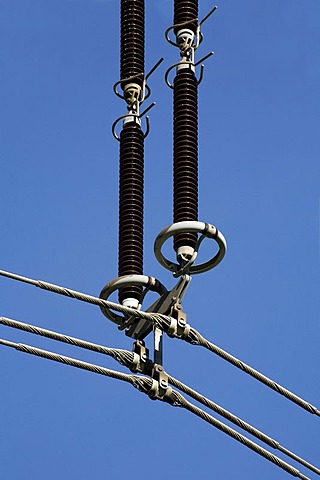 Insulators of a 380 kV power line, electricity, energy