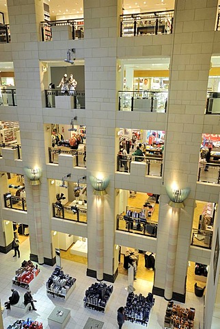 Interior, view over the storeys, KaDeWe or Kaufhaus des Westens department store of the Karstadt Group, Am Wittenbergplatz square, Tauentzienstrasse, Schoeneberg district, Berlin, Germany, Europe