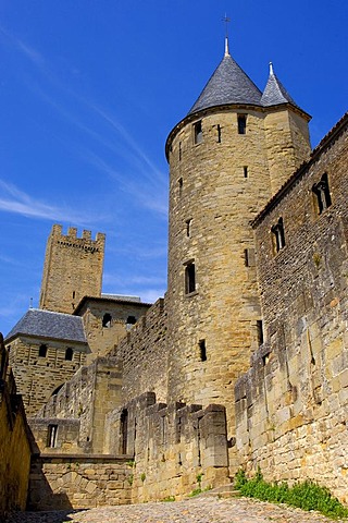 La Cite, medieval fortified town, Carcassonne, Aude, Languedoc-Roussillon, France, Europe