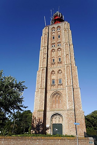 Historic church tower, today used as a lighthouse, Westkapelle, Walcheren peninsula, Zeeland province, Netherlands, Benelux, Europe