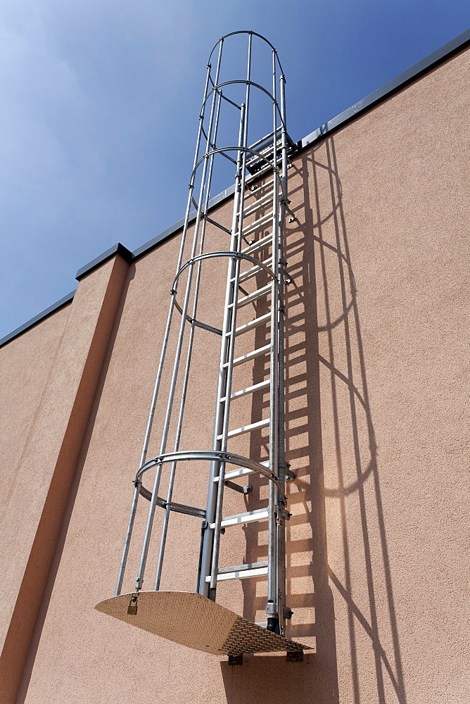 Rescue ladder at a supermarket building, escape route, Duesseldorf, North Rhine-Westphalia, Germany, Europe