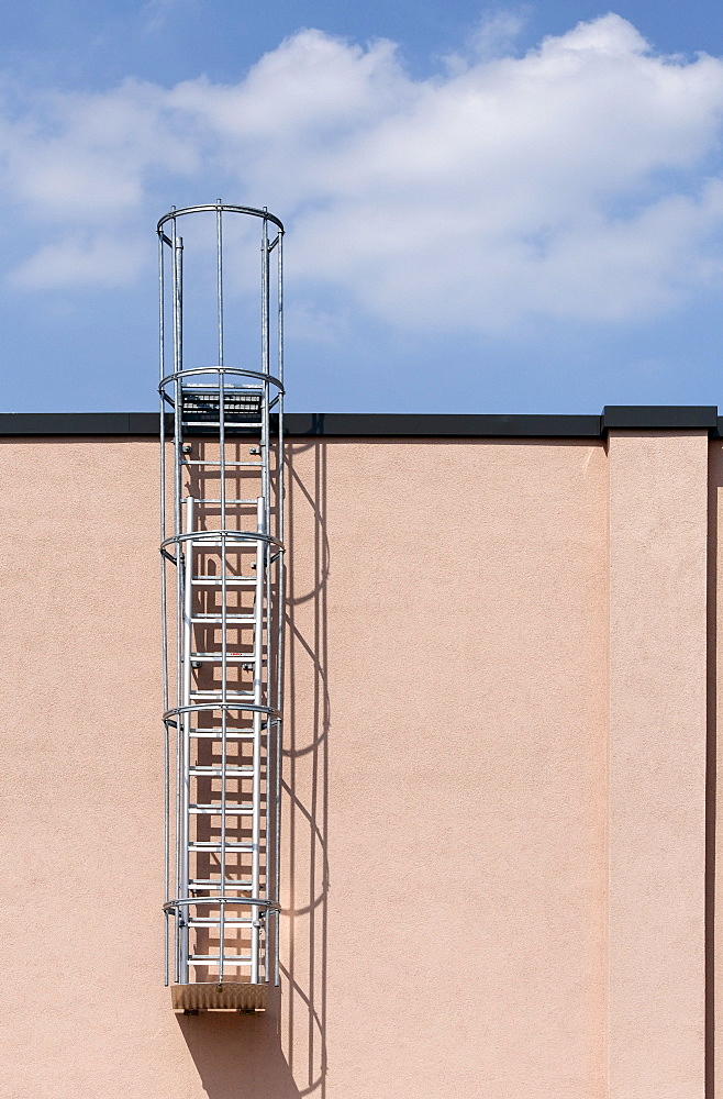 Rescue ladder at a supermarket building, escape route, Duesseldorf, North Rhine-Westphalia, Germany, Europe
