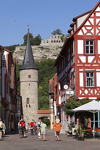 Maintor gate and Karlsburg castle ruin, Karlstadt, Main-Franconia region, Lower Franconia, Franconia, Bavaria, Germany, Europe