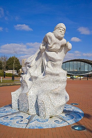 Captain Scott Memorial, mosaic marble memorial by Jonathan Williams, next to Cardiff Bay Visitor Centre, The Tube, Cardiff, Caerdydd, South Glamorgan, Wales, United Kingdom, Europe