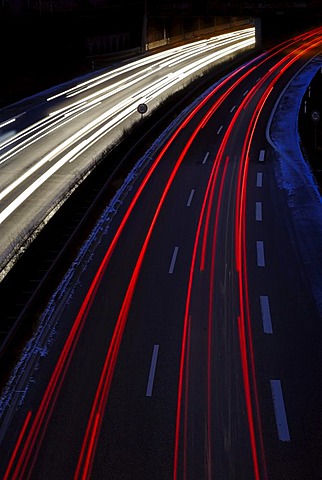 Rush hour, traffic, long exposure, Kiel, Schleswig-Holstein, Germany, Europe