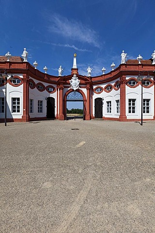 Entrance and orangery of Seehof Palace and Park, Memmelsdorf, Upper Franconia, Bavaria, Germany, Europe